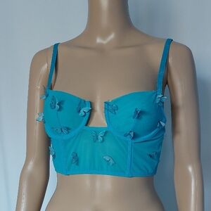 Blue Butterfly Embellished Bralette Womens Size S‎